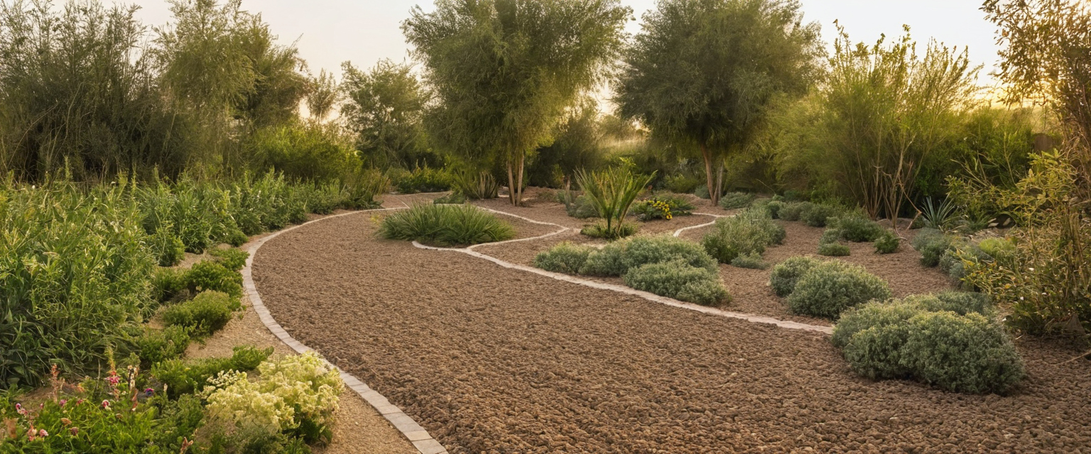 Landscape visual for Slow infiltration or poor drainage should change the Dubai garden layout and irrigation assumptions